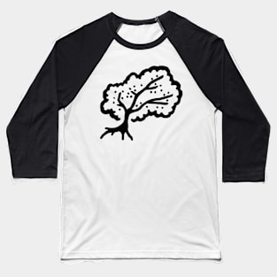 Windy Black and White Tree Doodle Art Baseball T-Shirt